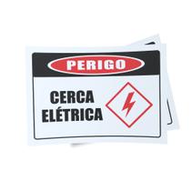 Kit 3 Placas sinalização 15x21cm EM PVC PL(136) - Tema: Cerca Elétrica