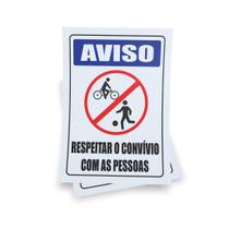 Kit 3 Placas sinalização 15x21cm EM PVC PL(181) - Tema: Respeitar o Convívio com as Pessoas