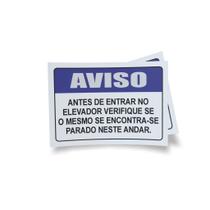 Kit 3 Placas sinalização 15x21cm EM PVC PL(218) - Tema: Elevador