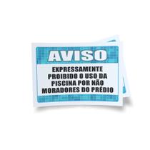 Kit 3 Placas sinalização 15x21cm EM PVC PL(245) - Tema: Piscina
