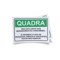 Kit 3 Placas sinalização 15x21cm EM PVC PL(259) - Tema: Quadra Esportes