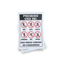 Kit 3 Placas sinalização 15x21cm EM PVC PL(285) - Tema: Proibido Bicicleta