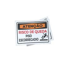 Kit 3 Placas sinalização 15x21cm EM PVC PL(32) - Tema: Cuidado Queda