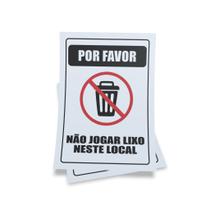 Kit 3 Placas sinalização 15x21cm EM PVC PL(384) - Tema: Proibido Jogar Lixo