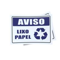 Kit 3 Placas sinalização 15x21cm EM PVC PL(406) - Tema: Lixo Reciclável Papel
