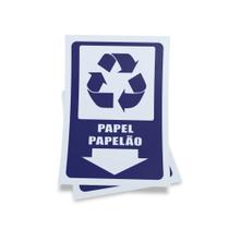 Kit 3 Placas sinalização 15x21cm EM PVC PL(407) - Tema: Lixo Reciclável Papel