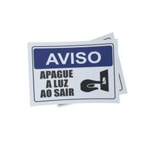 Kit 3 Placas sinalização 15x21cm EM PVC PL(435) - Tema: Apague a Luz ao Sair