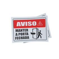 Kit 3 Placas sinalização 15x21cm EM PVC PL(439) - Tema: Manter a Porta Fechada