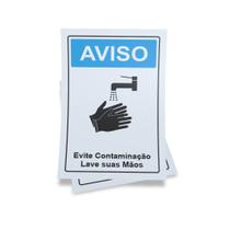 Kit 3 Placas sinalização 15x21cm EM PVC PL(441) - Tema: Lave as Mãos