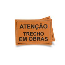 Kit 3 Placas sinalização 15x21cm EM PVC PL(459) - Tema: Obras Distância e Desvio