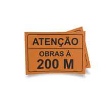 Kit 3 Placas sinalização 15x21cm EM PVC PL(462) - Tema: Obras Distância e Desvio Kit 3 Placas sinalização 15x21cm EM PVC PL(462) - Tema: Obras Distância e Desvio