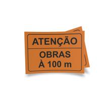 Kit 3 Placas sinalização 15x21cm EM PVC PL(464) - Tema: Obras Distância e Desvio Kit 3 Placas sinalização 15x21cm EM PVC PL(464) - Tema: Obras Distância e Desvio