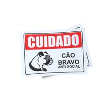 Kit 3 Placas sinalização 15x21cm EM PVC PL(56) - Tema: Cão Bravo