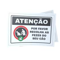 Kit 3 Placas sinalização 15x21cm EM PVC PL(69) - Tema: Recolha as Fezes