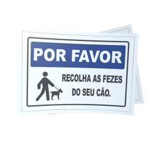 Kit 3 Placas sinalização 15x21cm EM PVC PL(70) - Tema: Recolha as Fezes