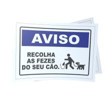 Kit 3 Placas sinalização 15x21cm EM PVC PL(71) - Tema: Recolha as Fezes