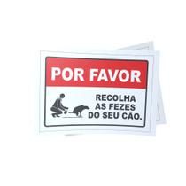 Kit 3 Placas sinalização 15x21cm EM PVC PL(72) - Tema: Recolha as Fezes