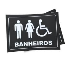 Kit 3 Placas sinalização 15x21cm EM PVC PL(88) - Tema: Banheiro