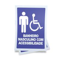 Kit 3 Placas sinalização 15x21cm EM PVC PL(93-M) - Tema: Banheiro PCD Kit 3 Placas sinalização 15x21cm EM PVC PL(93-M) - Tema: Banheiro PCD