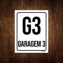 Kit 3 Placas Sinalização Ambiente Indicativo G3 Garagem 3