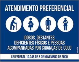 Kit 3 Placas Sinalização - Atendimento Preferencial Lei ul