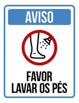 Kit 3 Placas Sinalização Aviso Favor Lavar Os Pés ul Ícone