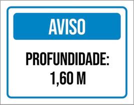 Kit 3 Placas Sinalização - Aviso Profundidade 1,60 Metros