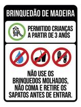 Kit 3 Placas Sinalização - Brinquedão De Madeira Regras Uso