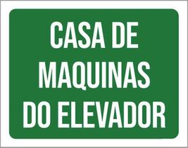 Kit 3 Placas Sinalização - Casa Máquinas Elevador Verde