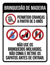 Kit 3 Placas Sinalização - Condomínio Brinquedão De Madeira