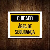 Kit 3 Placas Sinalização Cuidado Área De Segurança