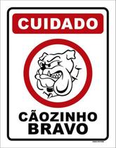 Kit 3 Placas Sinalização - Cuidado Cãozinho Bravo Desenho