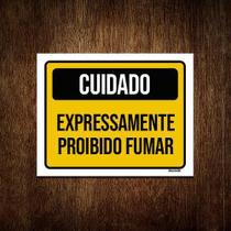 Kit 3 Placas Sinalização Cuidado Expressamente Não Fume
