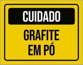 Kit 3 Placas Sinalização - Cuidado Grafite Em Pó Amarela