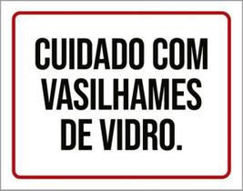 Kit 3 Placas Sinalização - Cuidado Vasilhames De Vidro