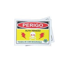 Kit 3 Placas sinalização EM PVC 15x21cm PL08 Tema Alta Tensão