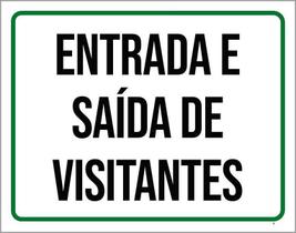 Kit 3 Placas Sinalização Entrada E Saída De Visitantes