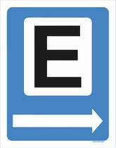 Kit 3 Placas Sinalização - Estacionar Azul Seta Direita