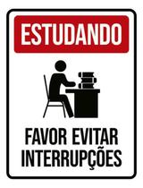 Kit 3 Placas Sinalização Estudando Favor Evitar Interrupções