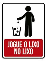 Kit 3 Placas Sinalização - Jogue Lixo No Lixo Desenho