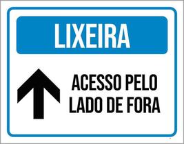 Kit 3 Placas Sinalização - Lixeira Acesso Pelo Lado De Fora