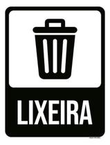 Kit 3 Placas Sinalização - Lixeira Ícone Preta