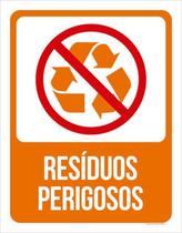 Kit 3 Placas Sinalização - Lixo Laranja Resíduos Perigosos