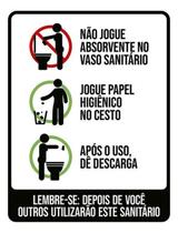 Kit 3 Placas Sinalização - Não Jogue Absorvente Banheiro