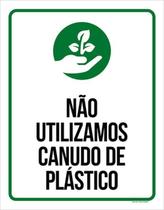 Kit 3 Placas Sinalização - Não Utilizamos Canudo Plástico