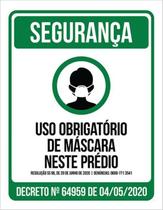 Kit 3 Placas Sinalização - Obrigatório Máscara Neste Prédio