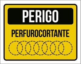 Kit 3 Placas Sinalização - Perigo Perfurocortante Amarela