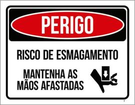 Kit 3 Placas Sinalização - Perigo Risco Esmagamento