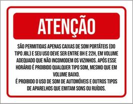 Kit 3 Placas Sinalização - Permitido Caixas Som Portáteis