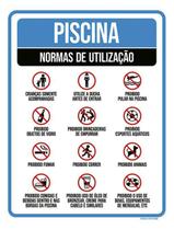 Kit 3 Placas Sinalização - Piscina Normas De Utilização